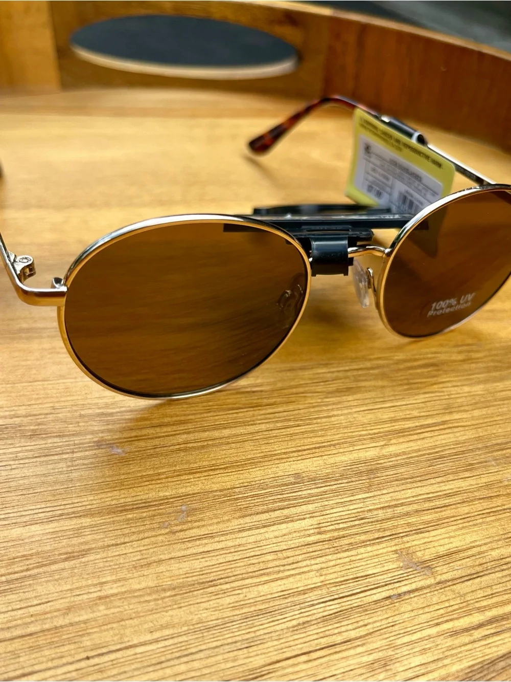 *3/$15, Art Class Round Kids Sunglasses - Gold Metal Frame & Brown Lenses